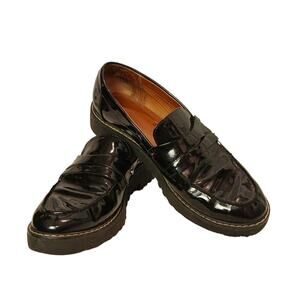 FRANCO SARTO   Black Patent Lug Sole Loafers   6M